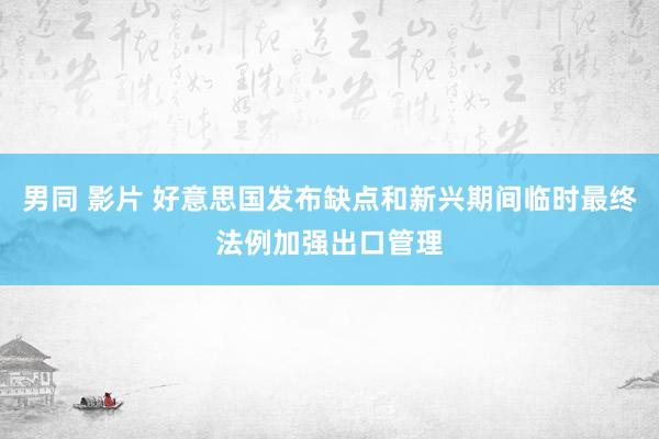 男同 影片 好意思国发布缺点和新兴期间临时最终法例加强出口管理