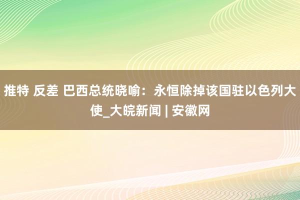 推特 反差 巴西总统晓喻：永恒除掉该国驻以色列大使_大皖新闻 | 安徽网