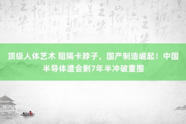 顶级人体艺术 阻隔卡脖子，国产制造崛起！中国半导体遭会剿7年半冲破重围