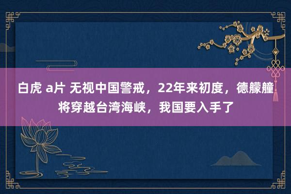 白虎 a片 无视中国警戒，22年来初度，德艨艟将穿越台湾海峡，我国要入手了