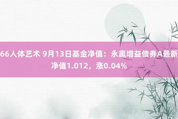 66人体艺术 9月13日基金净值：永赢增益债券A最新净值1.012，涨0.04%