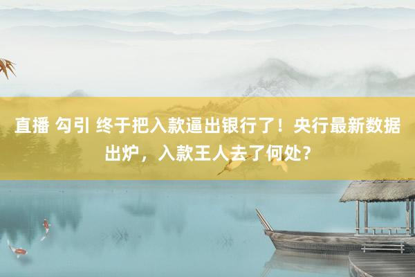 直播 勾引 终于把入款逼出银行了！央行最新数据出炉，入款王人去了何处？