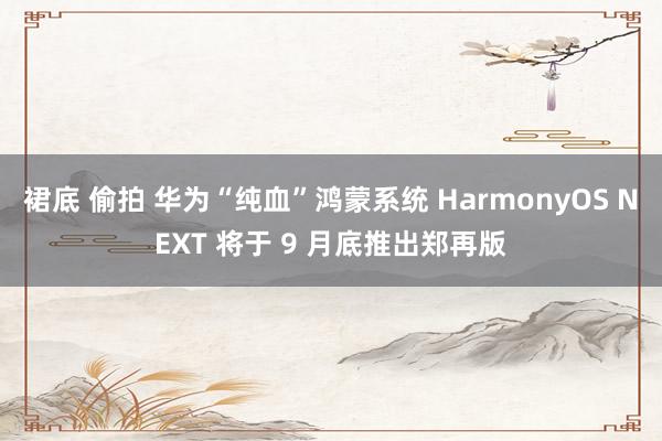 裙底 偷拍 华为“纯血”鸿蒙系统 HarmonyOS NEXT 将于 9 月底推出郑再版