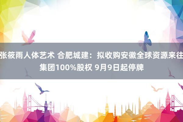 张筱雨人体艺术 合肥城建：拟收购安徽全球资源来往集团100%股权 9月9日起停牌