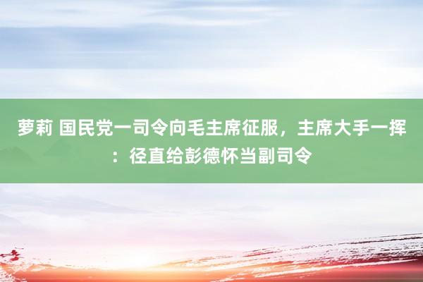 萝莉 国民党一司令向毛主席征服，主席大手一挥：径直给彭德怀当副司令