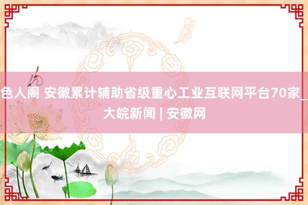 色人阁 安徽累计辅助省级重心工业互联网平台70家_大皖新闻 | 安徽网