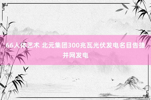 66人体艺术 北元集团300兆瓦光伏发电名目告捷并网发电