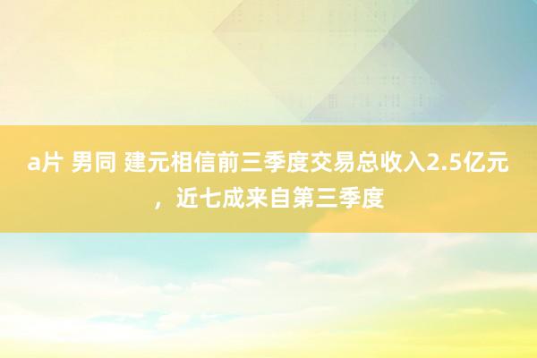 a片 男同 建元相信前三季度交易总收入2.5亿元，近七成来自第三季度