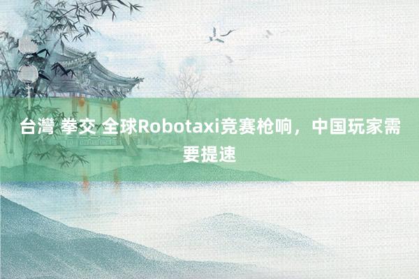 台灣 拳交 全球Robotaxi竞赛枪响，中国玩家需要提速