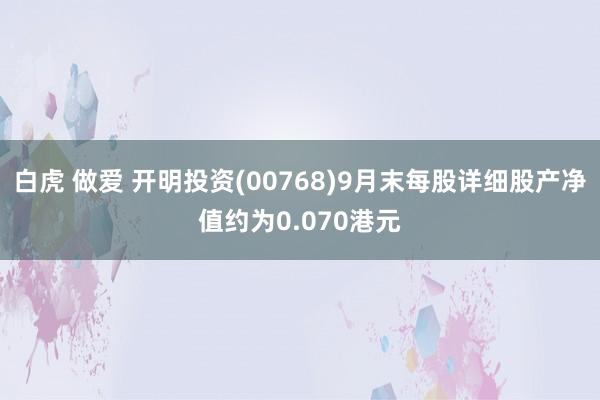 白虎 做爱 开明投资(00768)9月末每股详细股产净值约为0.070港元