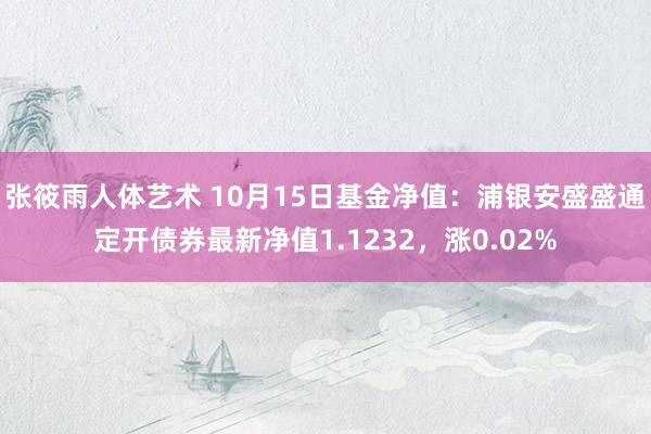 张筱雨人体艺术 10月15日基金净值：浦银安盛盛通定开债券最新净值1.1232，涨0.02%