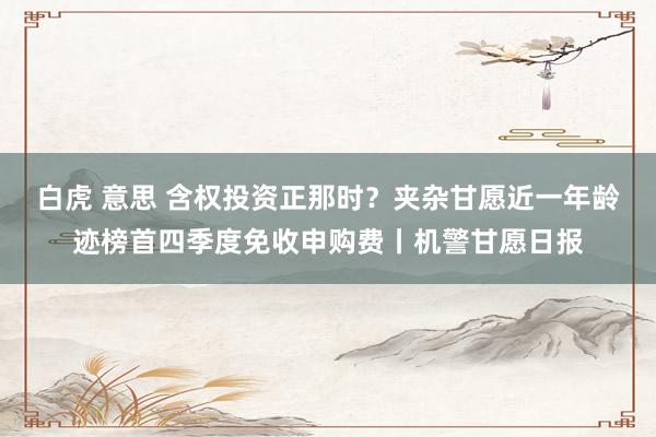 白虎 意思 含权投资正那时？夹杂甘愿近一年龄迹榜首四季度免收申购费丨机警甘愿日报