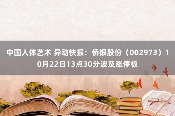 中国人体艺术 异动快报：侨银股份（002973）10月22日13点30分波及涨停板