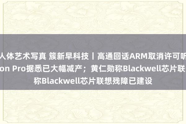 人体艺术写真 簇新早科技丨高通回话ARM取消许可听说；苹果Vision Pro据悉已大幅减产；黄仁勋称Blackwell芯片联想残障已建设