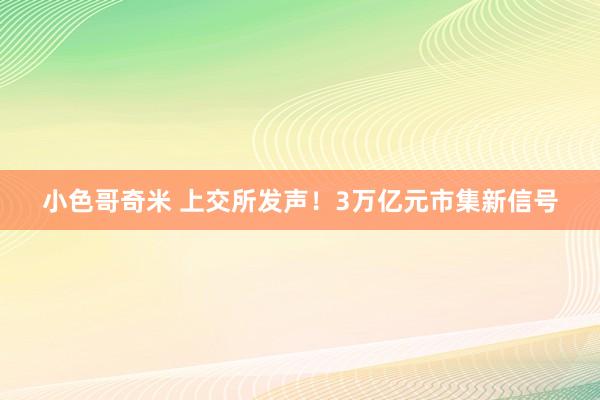 小色哥奇米 上交所发声！3万亿元市集新信号