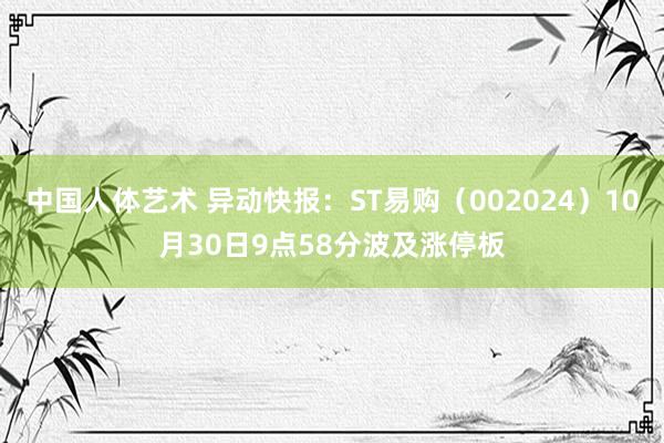 中国人体艺术 异动快报：ST易购（002024）10月30日9点58分波及涨停板