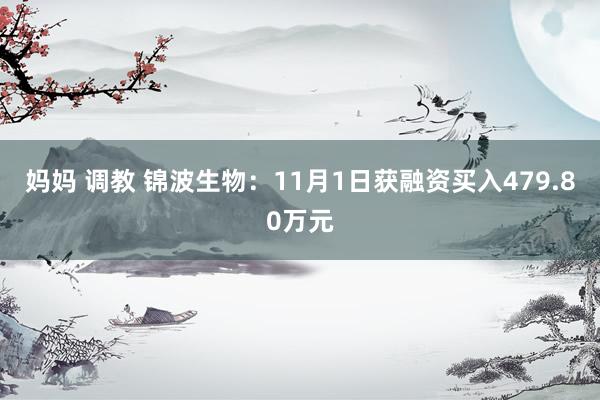 妈妈 调教 锦波生物：11月1日获融资买入479.80万元