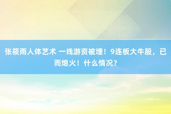 张筱雨人体艺术 一线游资被埋！9连板大牛股，已而熄火！什么情况？