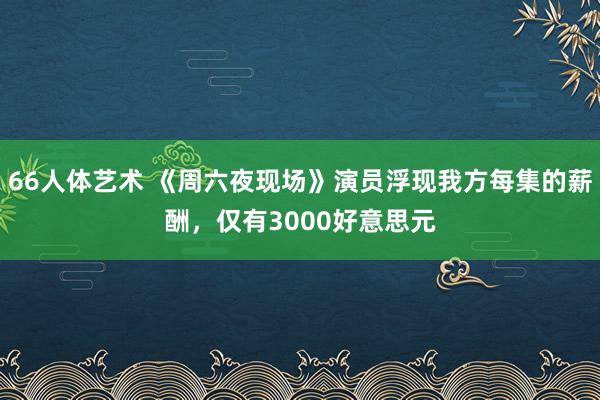 66人体艺术 《周六夜现场》演员浮现我方每集的薪酬，仅有3000好意思元