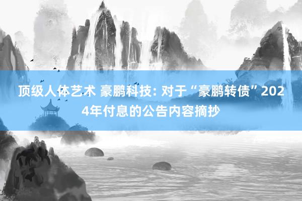 顶级人体艺术 豪鹏科技: 对于“豪鹏转债”2024年付息的公告内容摘抄