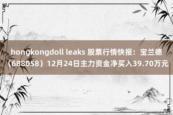 hongkongdoll leaks 股票行情快报：宝兰德（688058）12月24日主力资金净买入39.70万元