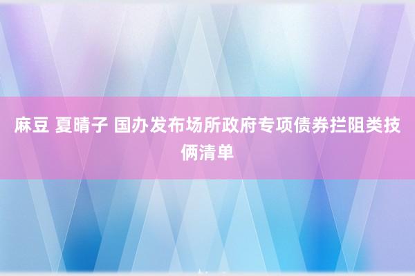 麻豆 夏晴子 国办发布场所政府专项债券拦阻类技俩清单