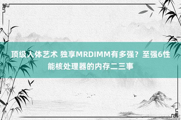 顶级人体艺术 独享MRDIMM有多强？至强6性能核处理器的内存二三事