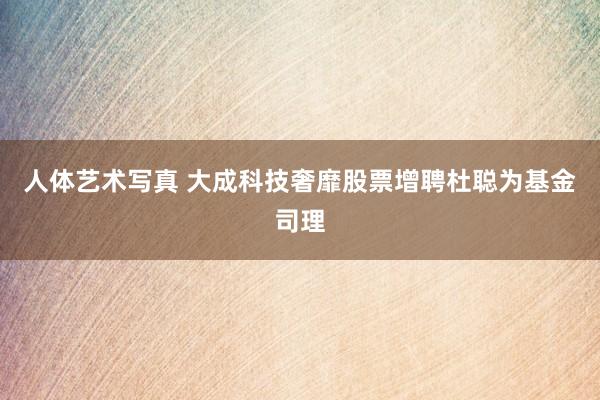 人体艺术写真 大成科技奢靡股票增聘杜聪为基金司理