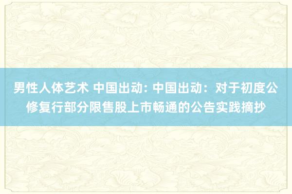 男性人体艺术 中国出动: 中国出动：对于初度公修复行部分限售股上市畅通的公告实践摘抄