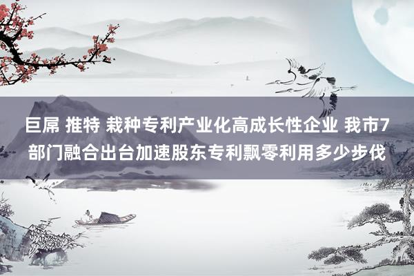 巨屌 推特 栽种专利产业化高成长性企业 我市7部门融合出台加速股东专利飘零利用多少步伐