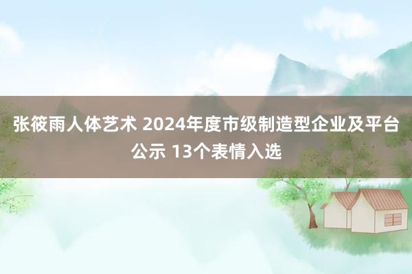 张筱雨人体艺术 2024年度市级制造型企业及平台公示 13个表情入选