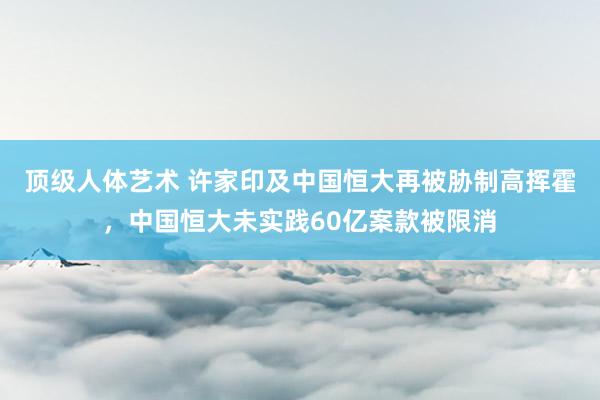 顶级人体艺术 许家印及中国恒大再被胁制高挥霍，中国恒大未实践60亿案款被限消