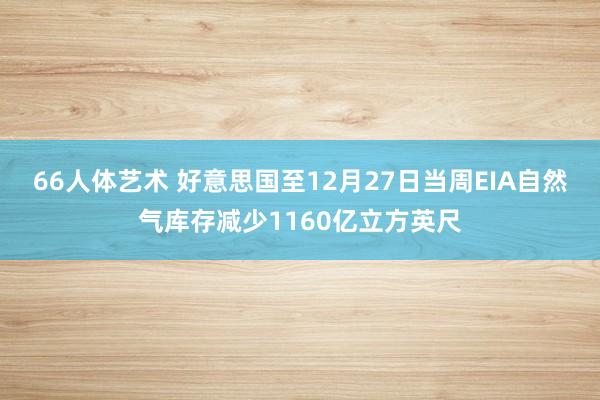 66人体艺术 好意思国至12月27日当周EIA自然气库存减少1160亿立方英尺