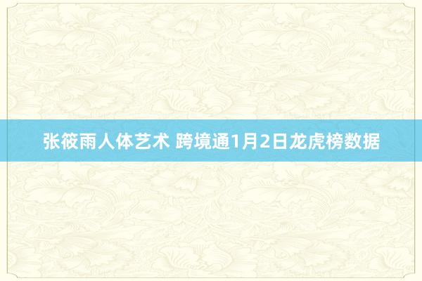 张筱雨人体艺术 跨境通1月2日龙虎榜数据