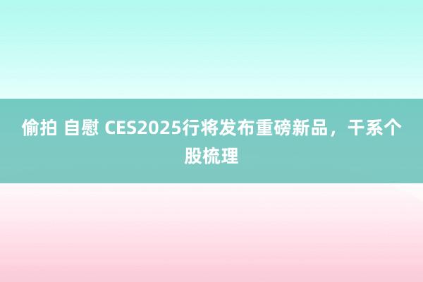 偷拍 自慰 CES2025行将发布重磅新品，干系个股梳理